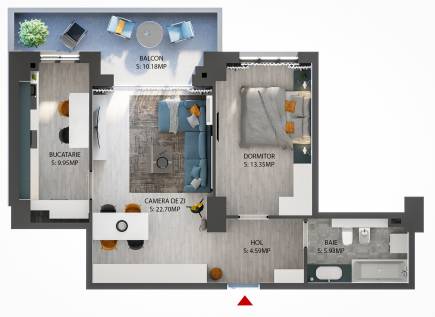 Apartament tip 2-E